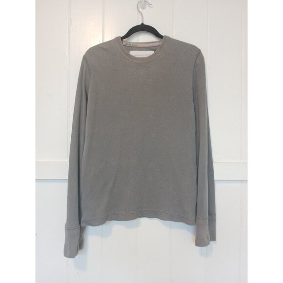 RUEHL No 925 Waffle Knit Thermal Long Sleeve Shirt Mens M Tan Pullover Crew Neck - Picture 1 of 8
